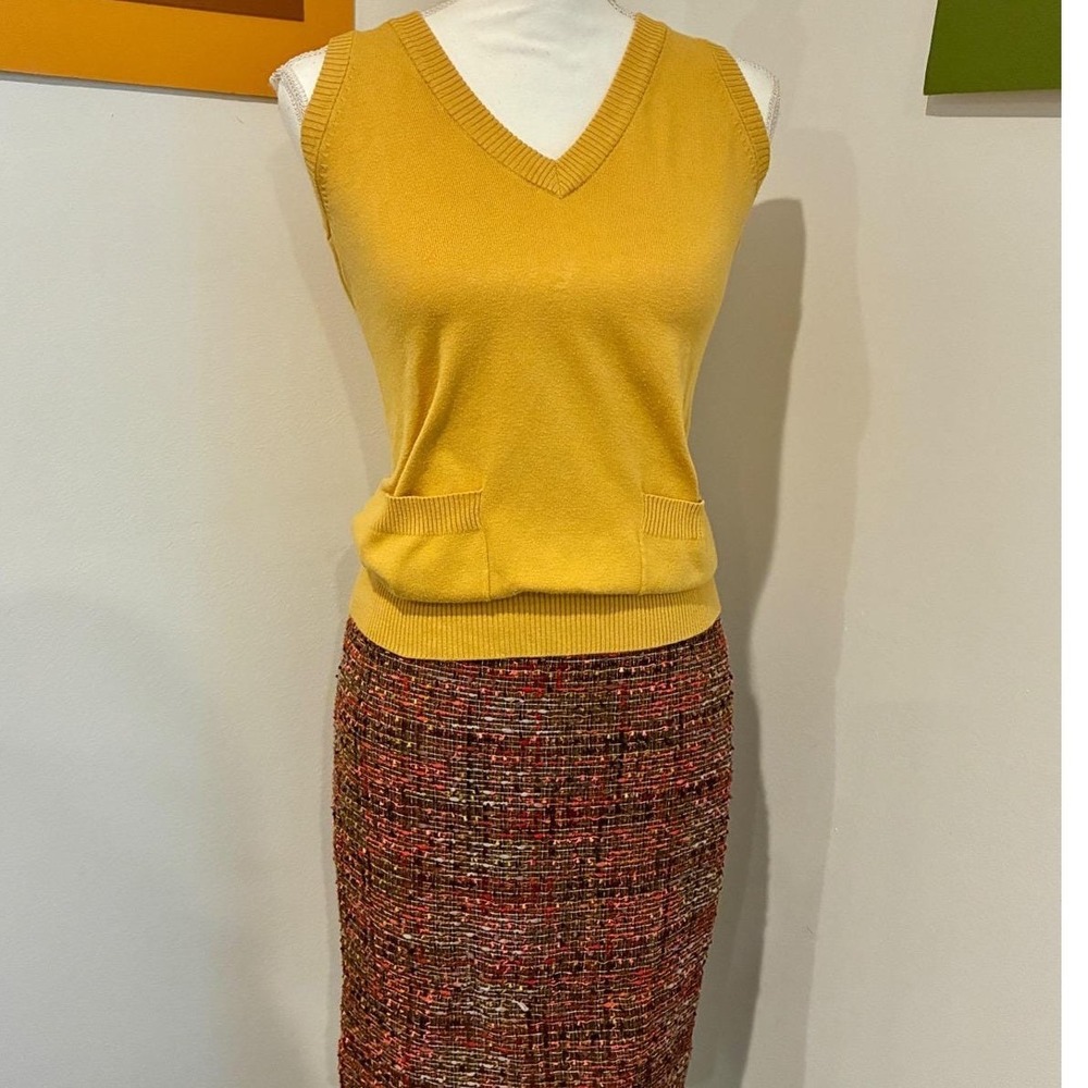 Candie's Yellow Sweater Vest M V Neck Pockets Preppy Y2K Academia